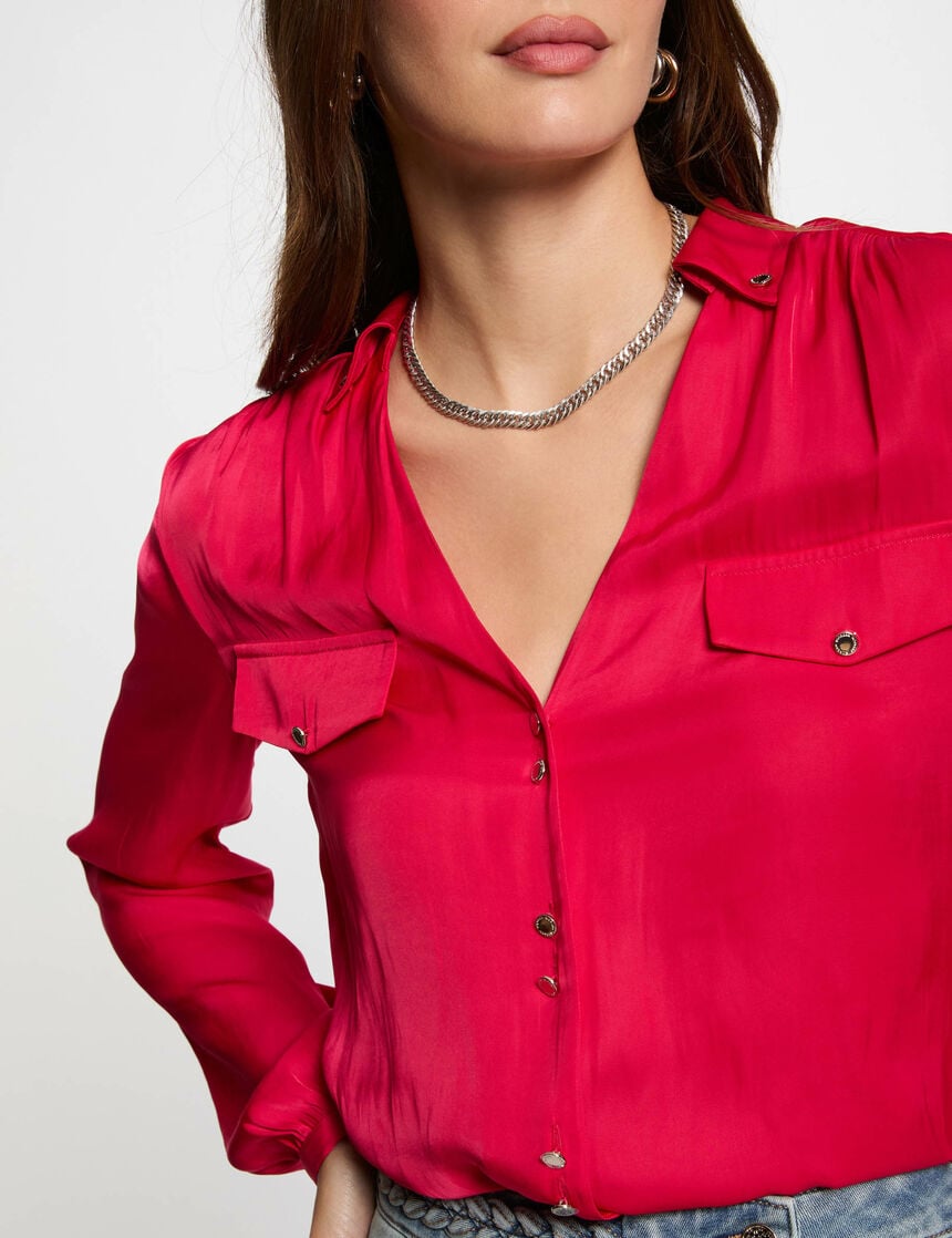 Camisa satinada fucsia